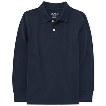 The Children's Place Boys Long Sleeve Pique Polo Shirt - Nautico, X-Small