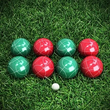 Bocce Ball Set - Lawn Game for Backyard, Beach, or Wedding - Includes Red and Green Bocce Balls, Pallino, and Carrying Case by Trademark Games