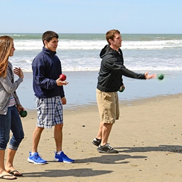 Bocce Ball Set - Lawn Game for Backyard, Beach, or Wedding - Includes Red and Green Bocce Balls, Pallino, and Carrying Case by Trademark Games