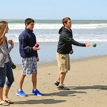 Bocce Ball Set - Lawn Game for Backyard, Beach, or Wedding - Includes Red and Green Bocce Balls, Pallino, and Carrying Case by Trademark Games