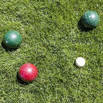 Bocce Ball Set - Lawn Game for Backyard, Beach, or Wedding - Includes Red and Green Bocce Balls, Pallino, and Carrying Case by Trademark Games