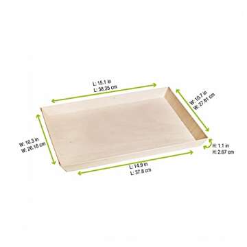 PacknWood -210SAMBQ274 Biodegradable Wood Tray for Serving,charcaturie Tray, Samurai Square Wooden Dish,(10.7" x 14.9" x 1.1") - Case of 100