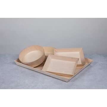 PacknWood -210SAMBQ274 Biodegradable Wood Tray for Serving,charcaturie Tray, Samurai Square Wooden Dish,(10.7" x 14.9" x 1.1") - Case of 100