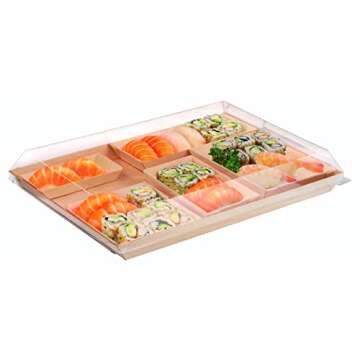 PacknWood -210SAMBQ274 Biodegradable Wood Tray for Serving,charcaturie Tray, Samurai Square Wooden Dish,(10.7" x 14.9" x 1.1") - Case of 100
