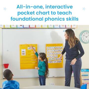 hand2mind Phonics Skill-Building Demonstration Pocket Chart, Hanging Pocket Chart for Classroom, Tabletop Pocket Chart, Phonemic Awareness Activities, Science of Reading Classroom Materials