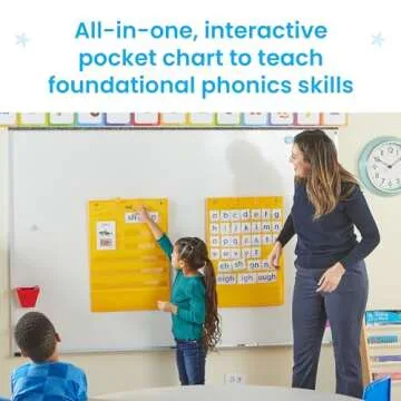 hand2mind Phonics Skill-Building Demonstration Pocket Chart, Hanging Pocket Chart for Classroom, Tabletop Pocket Chart, Phonemic Awareness Activities, Science of Reading Classroom Materials