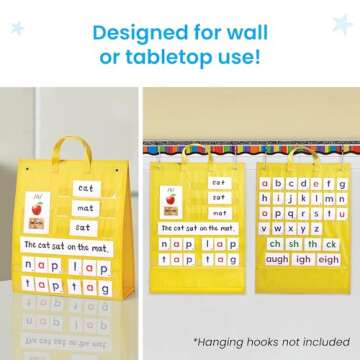 hand2mind Phonics Skill-Building Demonstration Pocket Chart, Hanging Pocket Chart for Classroom, Tabletop Pocket Chart, Phonemic Awareness Activities, Science of Reading Classroom Materials