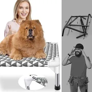 Kuntrust Elevated Outdoor Dog Bed, Medium Size, Cotton Material, Non-Slip Feet, Fits up to 70lbs