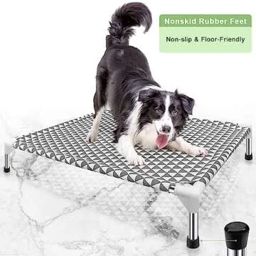 Kuntrust Elevated Outdoor Dog Bed, Medium Size, Cotton Material, Non-Slip Feet, Fits up to 70lbs