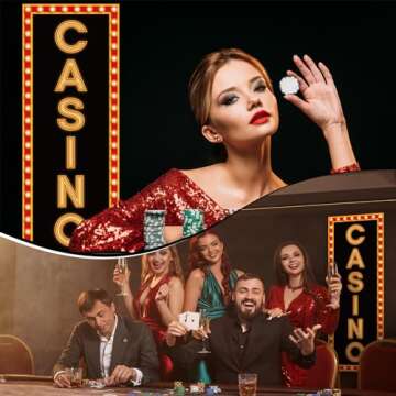 RattanView Casino Sign - Vibrant Las Vegas Party Decoration