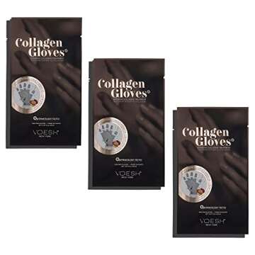 VOESH Collagen Gloves Trio, Vegan Hand Masks, 1 Pack of 3 pairs, Moisturizing Hand Mask, Lotion Glov...