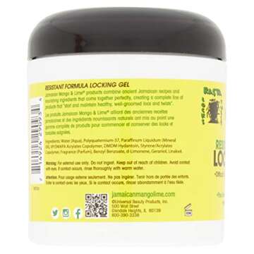Jamaican Mango & Lime Resistant Formula Locking Gel - 6 Ounce for Natural Hair Care