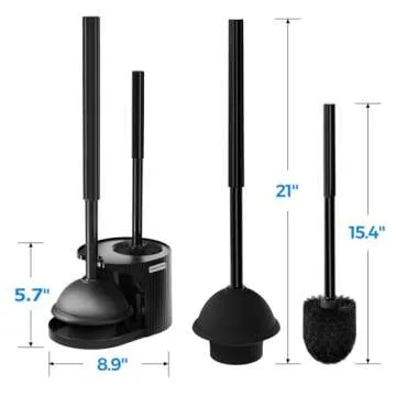 FORASTO Toilet Plunger & Brush Set - Stylish Bathroom Essentials