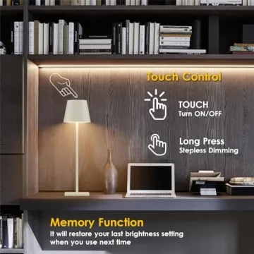 Rechargeable Waterproof LED Table Lamp 2-Pack Stepless Dimming