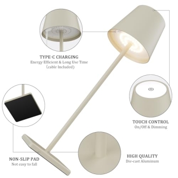 Rechargeable Waterproof LED Table Lamp 2-Pack Stepless Dimming