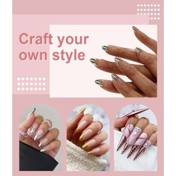 Gold Chrome Nail Powder BISHENGYF -【Metallic Mirror Glitter Effect】 Holographic Metallic Silver Copper Chrome Nail Powder for Nails Rose Gold Nail Chrome Powder for Nails Art DIY Decoration