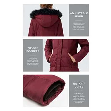 Orolay Women's Quilted Down Jacket Winter Long Coat Hooded Stand Collar Parka Black M