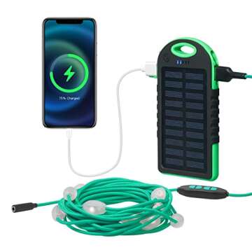 Anpro Solar Camping String Lights - Bright 20.5Ft LED Decor with 7 Modes