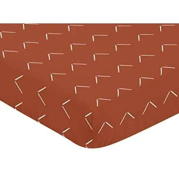 Sweet Jojo Designs Boho Arrow Boy Girl Fitted Crib Sheet Baby Toddler Bed Nursery - Burnt Orange Rust Modern Bohemian Farmhouse Southwest Shabby Chic Designer Arrows Geometric Diamond Tuft Collection