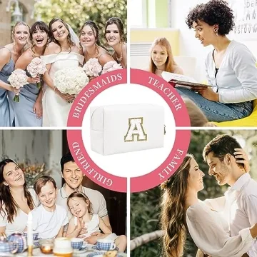 Personalized Initial Letter Patch Makeup Bag for Women