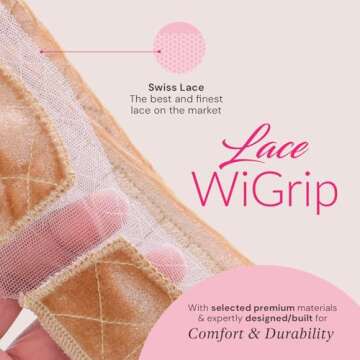 MILANO COLLECTION Lace Wigrip, Premium Lace Wig Band for Women, Fully Adjustable Wig Grip, Reinforced Swiss Lace by HAIRLINE, Secure Velvet Headband, Glueless, Nude