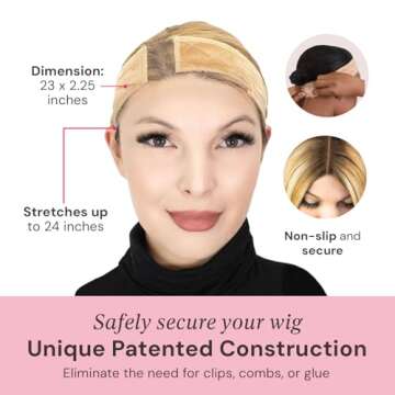MILANO COLLECTION Lace Wigrip, Premium Lace Wig Band for Women, Fully Adjustable Wig Grip, Reinforced Swiss Lace by HAIRLINE, Secure Velvet Headband, Glueless, Nude