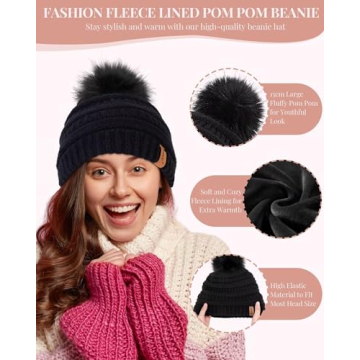 SENPUKI Women's Winter Beanie Scarf Gloves Set for Cold Weather
