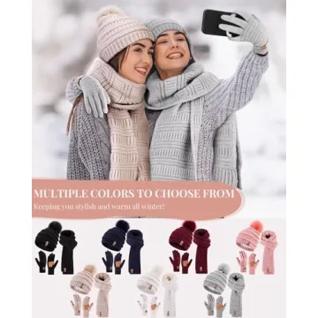 SENPUKI Women's Winter Beanie Scarf Gloves Set for Cold Weather