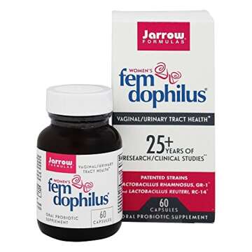 Jarrow Formulas Fem-Dophilus - 5 Billion CFU Per Serving - Womens Probiotic Supplement - Urinary Tract Health & Vaginal Health - Up to 60 Servings (Veggie Caps)
