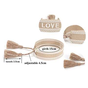 Yixinjew Knitted Love Hope Happiness Dream Wrap Tassel Bracelets for Women (love rose red)