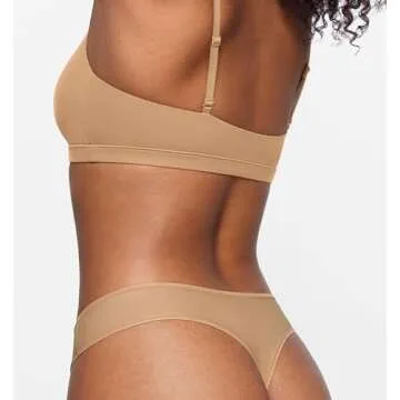 SOULVOR Magneticfit Thongs for Women Stretch Sexy Underwear Comfort Tagless Thong Low Rise Breathable Panties 3 Pack Soft Tan (3pack) X-Small