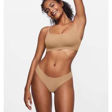 SOULVOR Magneticfit Thongs for Women Stretch Sexy Underwear Comfort Tagless Thong Low Rise Breathable Panties 3 Pack Soft Tan (3pack) X-Small