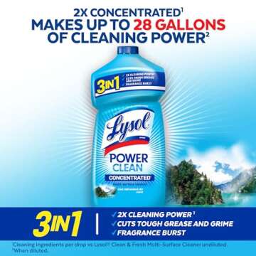 LYSOL Power Clean Multi-Surface Cleaner, 2x Concentrated Pour, Cool Adirondack scent, 28 Fl Oz