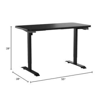 FLEXISPOT EN2 Whole-Piece Standing Desk with Clamp Power Strip, 55 x 28” Electric Stand Up Height Adjustable Desk with Cable Management (Black Frame + 55" Black Top, 2 Packages)