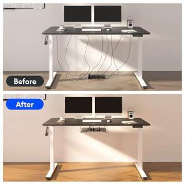 FLEXISPOT EN2 Whole-Piece Standing Desk with Clamp Power Strip, 55 x 28” Electric Stand Up Height Adjustable Desk with Cable Management (Black Frame + 55" Black Top, 2 Packages)