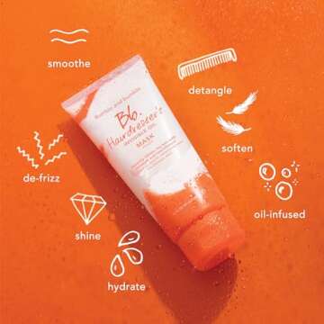 Bumble and bumble. Hairdresser's Invisible Oil Hydrating Hair Mask | Hydrating, Anti Frizz, Color Safe | Curly, Wavy, Straight | With Argan Oil, Coconut Oil + Grapeseed Oil, 6.7 Fl Oz