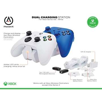 PowerA Duo Charging Station for Xbox Series X|S - White, Wireless Controller Charging, Charge, Recha...