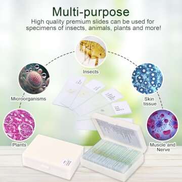 OOZSTAR 120 Microscope Slides with Specimens, Plant, Insect, Animal, Algae Slide Set for Biological ...