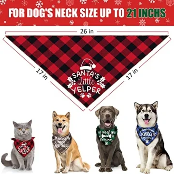 4 Pack Christmas Dog Scarves for Dogs and Cats