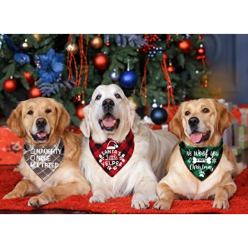 4 Pack Christmas Dog Scarves for Dogs and Cats