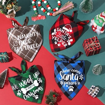 4 Pack Christmas Dog Scarves for Dogs and Cats