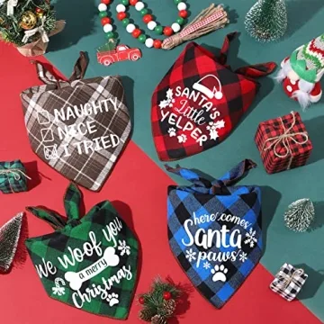 4 Pack Christmas Dog Scarves for Dogs and Cats