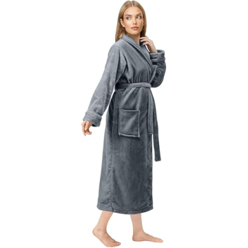 NY Threads Women's Plush Fleece Bathrobe - Soft & Warm