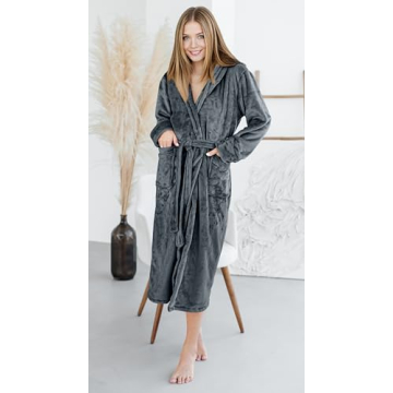 NY Threads Women's Plush Fleece Bathrobe - Soft & Warm