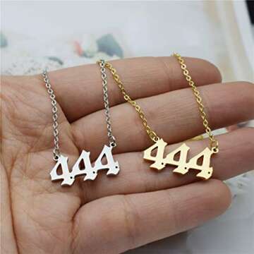 HUTINICE Angel Number Necklace, 444 Necklace Silver Dainty Choker Lucky Numbers Pendant Numerology Minimalist Women Jewelry