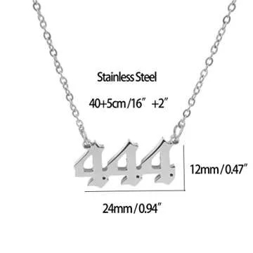 HUTINICE Angel Number Necklace, 444 Necklace Silver Dainty Choker Lucky Numbers Pendant Numerology Minimalist Women Jewelry