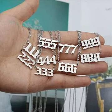 HUTINICE Angel Number Necklace, 444 Necklace Silver Dainty Choker Lucky Numbers Pendant Numerology Minimalist Women Jewelry