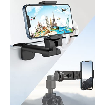 MiiKARE Airplane Travel Essentials Phone Holder - 360° Rotating Portable Mount for Handsfree Viewin...
