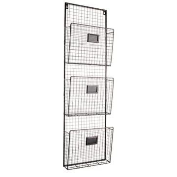 Designstyles Three Tier Wall File Holder – Durable Copper Metal Rack with Spacious Slots for Easy ...