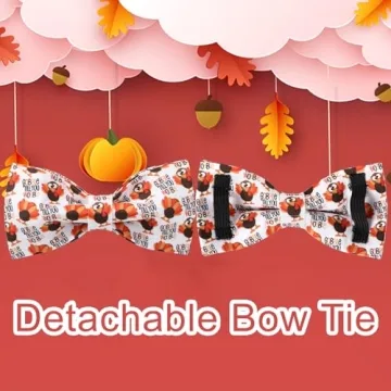 Thanksgiving Dog Collar with Bow Tie for Pets - Adjustable